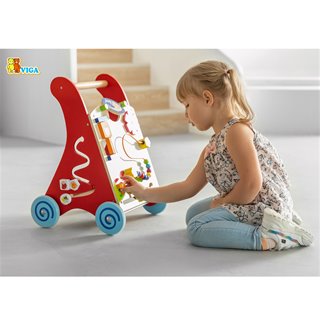 Viga Toys - Chariot à pousser - multi activités - rouge